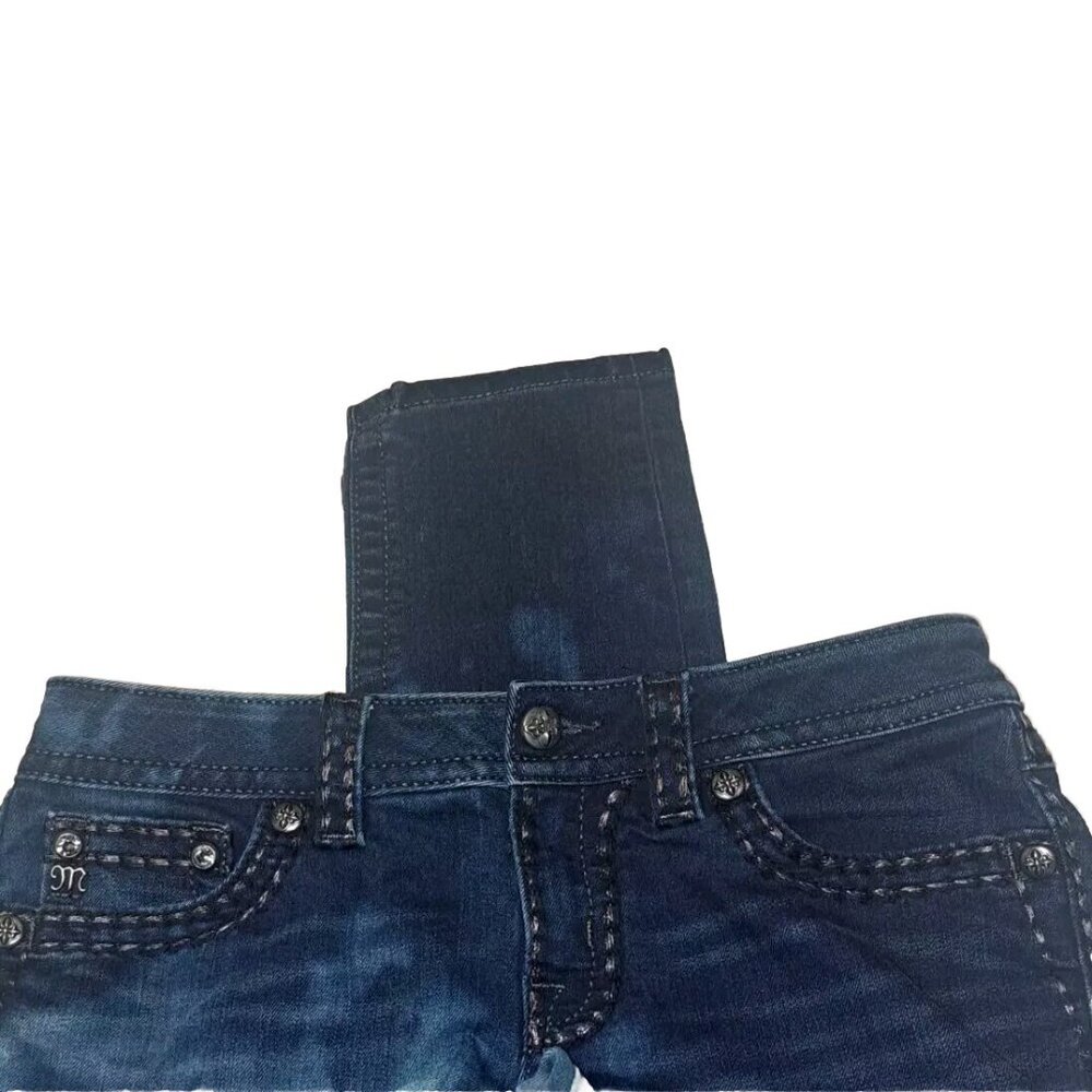 Miss Me Women's Size 29 Blue Custom Bleached Jeans 29x29 - Picture 3 of 10